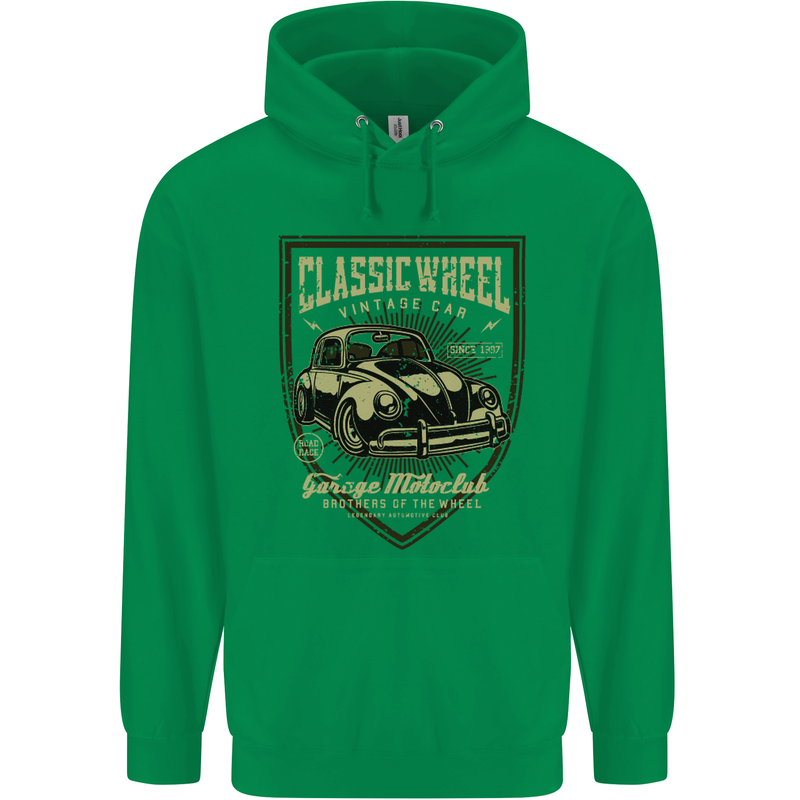 Classic Wheel Motorcycle Motorbike Biker Mens 80% Cotton Hoodie Irish Green