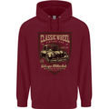 Classic Wheel Motorcycle Motorbike Biker Mens 80% Cotton Hoodie Maroon