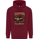 Classic Wheel Motorcycle Motorbike Biker Mens 80% Cotton Hoodie Maroon