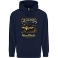 Classic Wheel Motorcycle Motorbike Biker Mens 80% Cotton Hoodie Navy Blue