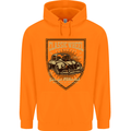 Classic Wheel Motorcycle Motorbike Biker Mens 80% Cotton Hoodie Orange