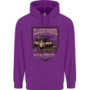 Classic Wheel Motorcycle Motorbike Biker Mens 80% Cotton Hoodie Purple