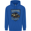 Classic Wheel Motorcycle Motorbike Biker Mens 80% Cotton Hoodie Royal Blue