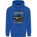 Classic Wheel Motorcycle Motorbike Biker Mens 80% Cotton Hoodie Royal Blue