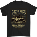 Classic Wheel Motorcycle Motorbike Biker Mens T-Shirt Cotton Gildan Black