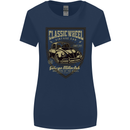 Classic Wheel Motorcycle Motorbike Biker Womens Wider Cut T-Shirt Navy Blue