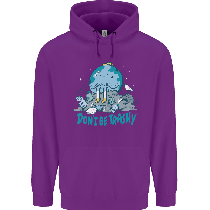 Climate Change Dont Be Trashy Environment Mens 80% Cotton Hoodie Purple