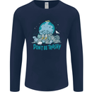 Climate Change Dont Be Trashy Environment Mens Long Sleeve T-Shirt Navy Blue