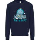 Climate Change Dont Be Trashy Environment Mens Sweatshirt Jumper Navy Blue