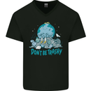 Climate Change Dont Be Trashy Environment Mens V-Neck Cotton T-Shirt Black