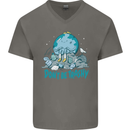 Climate Change Dont Be Trashy Environment Mens V-Neck Cotton T-Shirt Charcoal