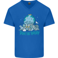 Climate Change Dont Be Trashy Environment Mens V-Neck Cotton T-Shirt Royal Blue