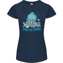 Climate Change Dont Be Trashy Environment Womens Petite Cut T-Shirt Navy Blue