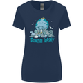 Climate Change Dont Be Trashy Environment Womens Wider Cut T-Shirt Navy Blue
