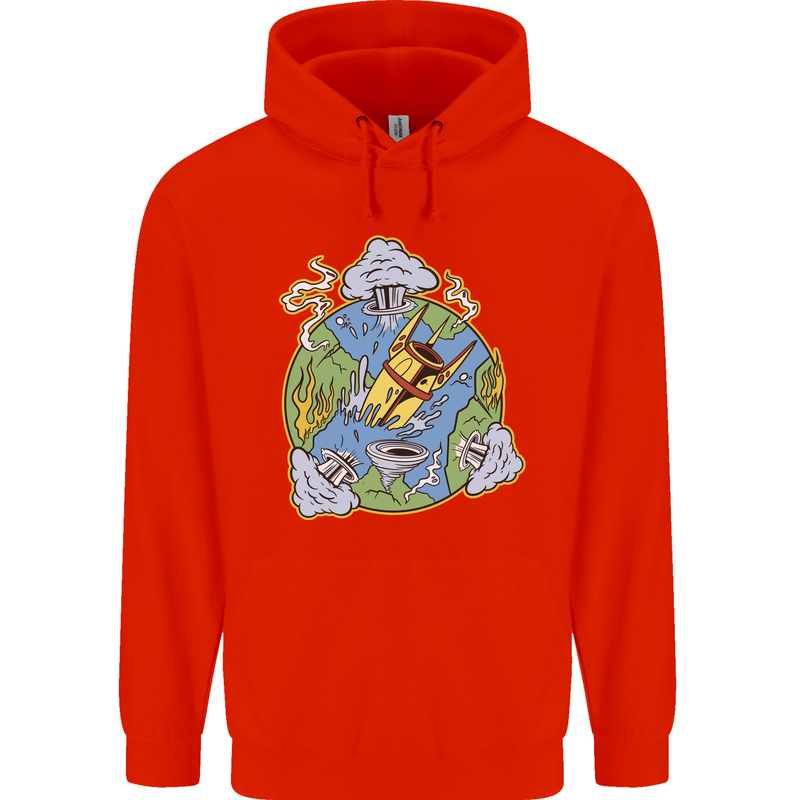 Climate Change Earth Destruction Nuclear War Childrens Kids Hoodie Bright Red