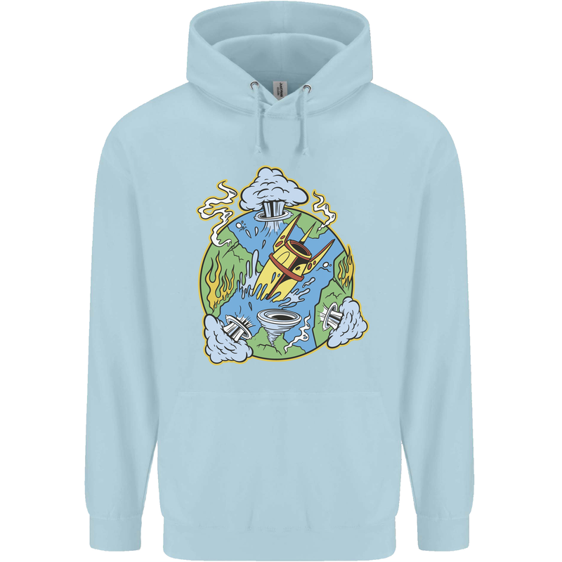 Climate Change Earth Destruction Nuclear War Childrens Kids Hoodie Light Blue