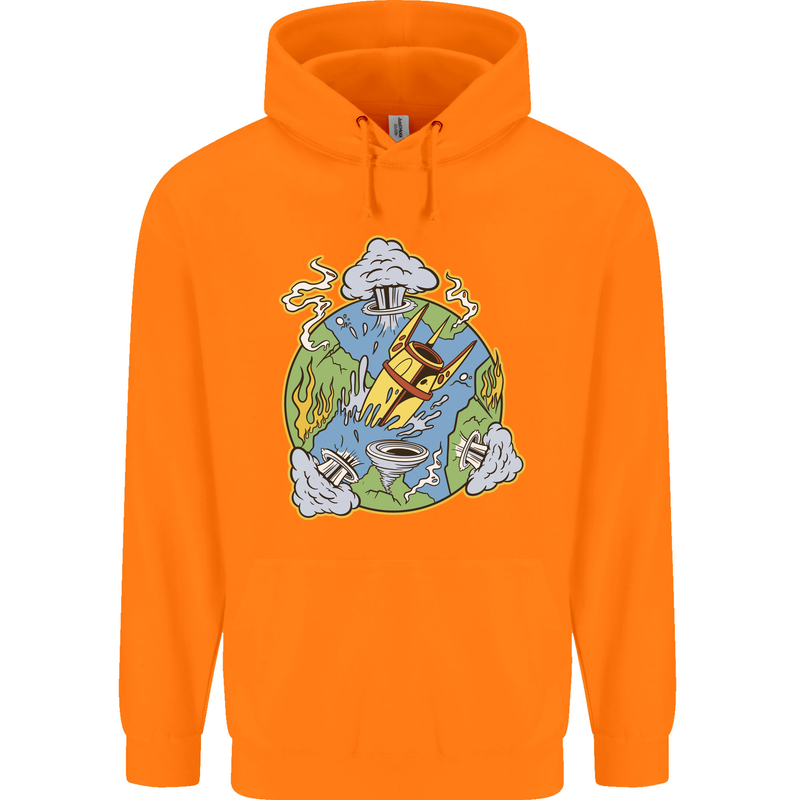 Climate Change Earth Destruction Nuclear War Childrens Kids Hoodie Orange