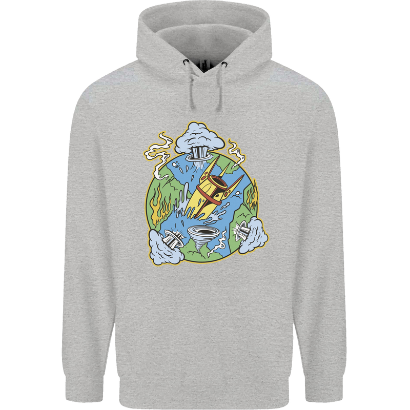 Climate Change Earth Destruction Nuclear War Childrens Kids Hoodie Sports Grey