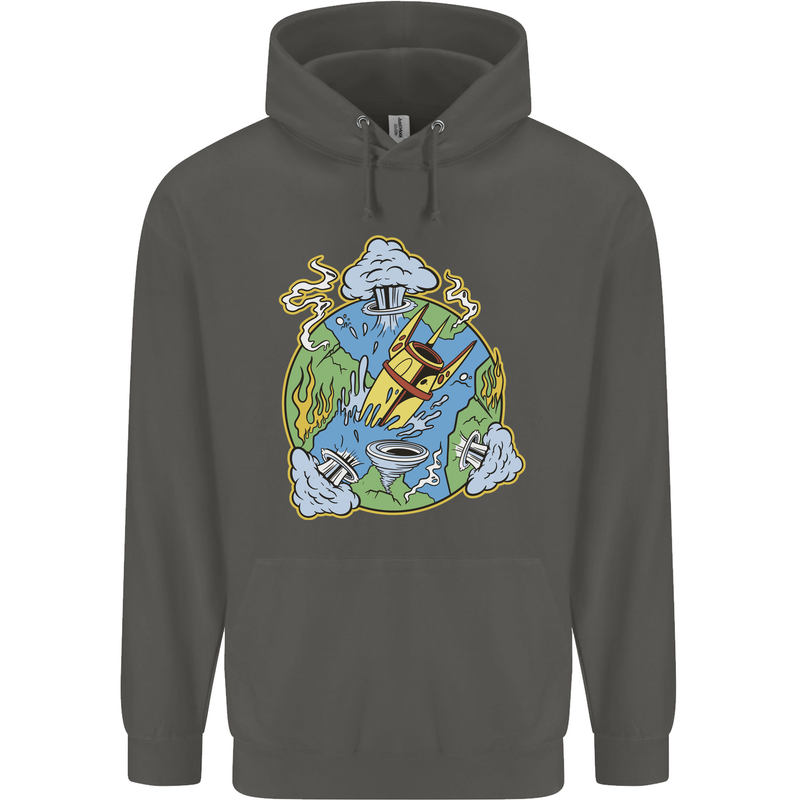Climate Change Earth Destruction Nuclear War Childrens Kids Hoodie Storm Grey