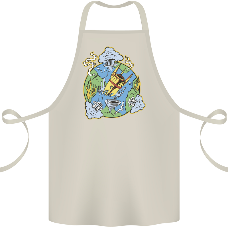 Climate Change Earth Destruction Nuclear War Cotton Apron 100% Organic Natural