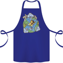 Climate Change Earth Destruction Nuclear War Cotton Apron 100% Organic Royal Blue