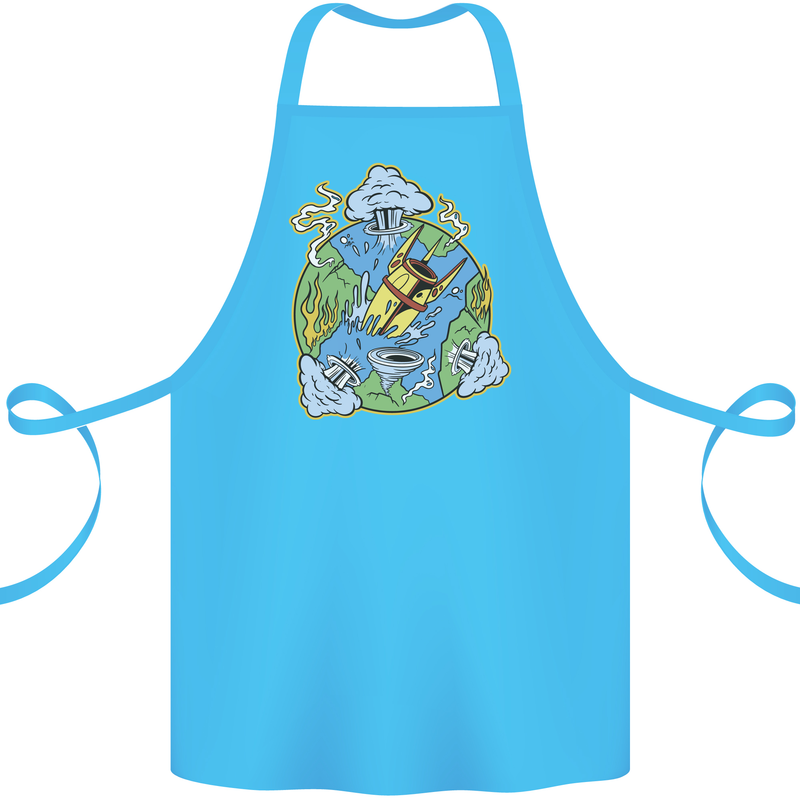 Climate Change Earth Destruction Nuclear War Cotton Apron 100% Organic Turquoise