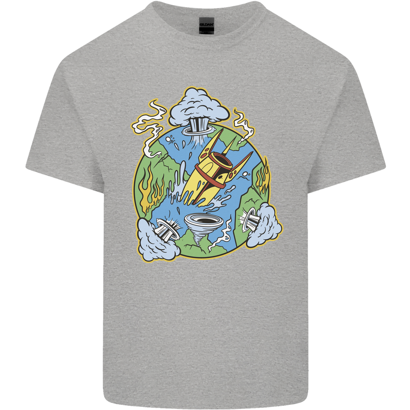 Climate Change Earth Destruction Nuclear War Kids T-Shirt Childrens Sports Grey