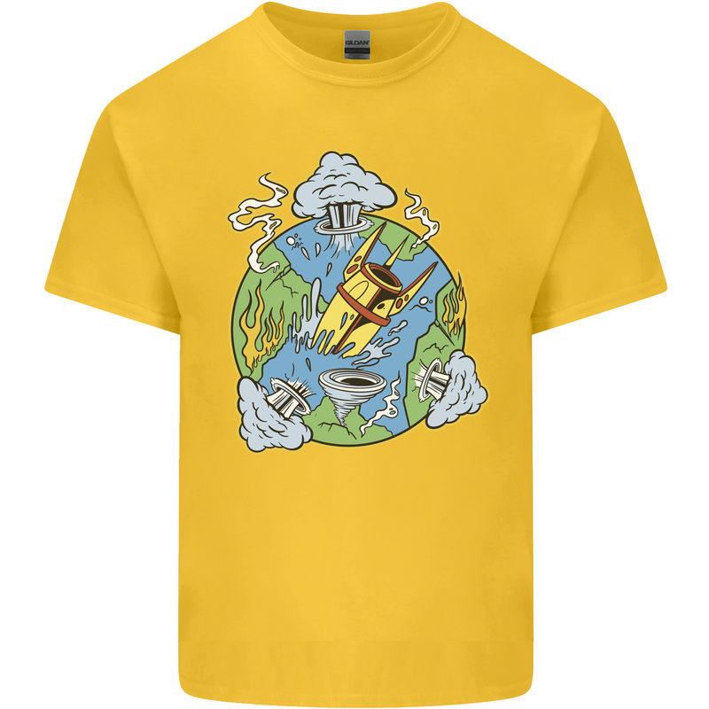 Climate Change Earth Destruction Nuclear War Kids T-Shirt Childrens Yellow