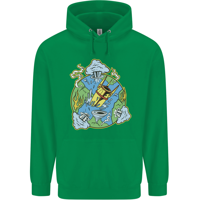 Climate Change Earth Destruction Nuclear War Mens 80% Cotton Hoodie Irish Green