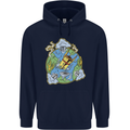 Climate Change Earth Destruction Nuclear War Mens 80% Cotton Hoodie Navy Blue