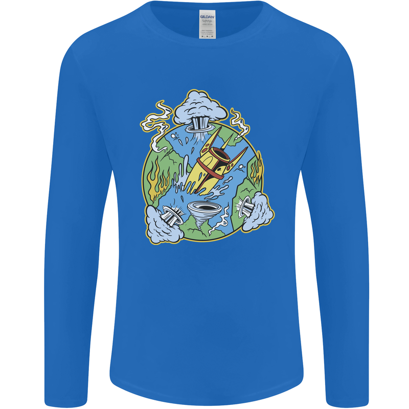Climate Change Earth Destruction Nuclear War Mens Long Sleeve T-Shirt Royal Blue