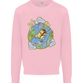 Climate Change Earth Destruction Nuclear War Mens Sweatshirt Jumper Light Pink