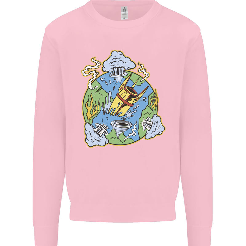 Climate Change Earth Destruction Nuclear War Mens Sweatshirt Jumper Light Pink