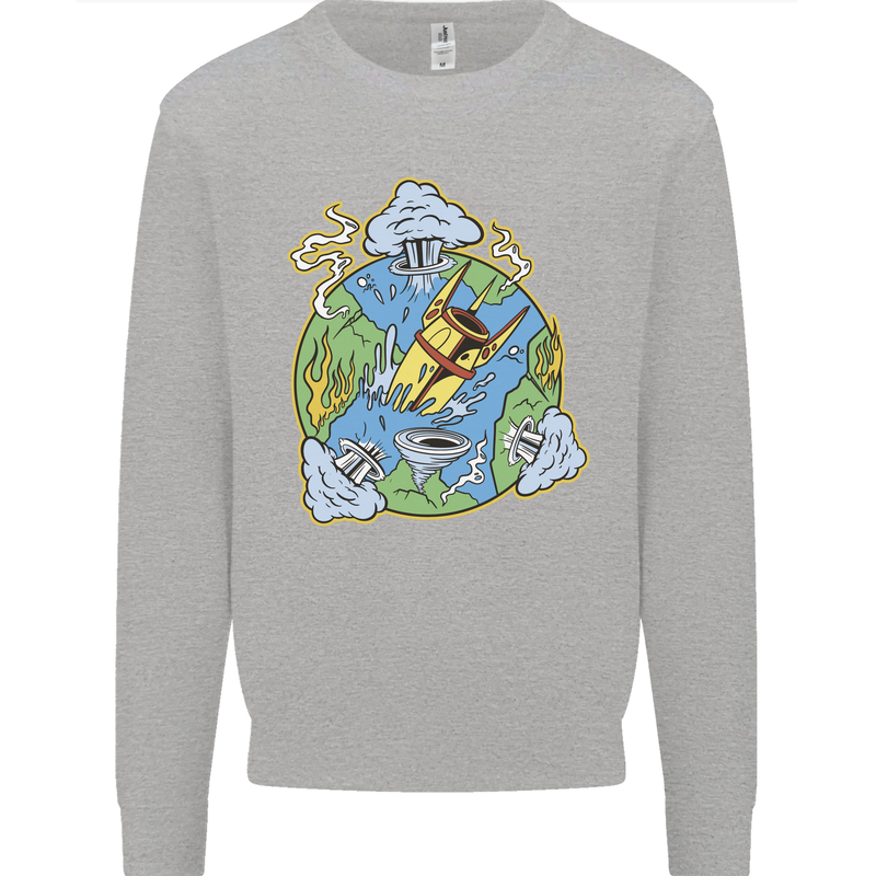 Climate Change Earth Destruction Nuclear War Mens Sweatshirt Jumper Sports Grey