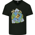 Climate Change Earth Destruction Nuclear War Mens V-Neck Cotton T-Shirt Black