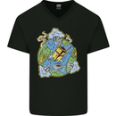 Climate Change Earth Destruction Nuclear War Mens V-Neck Cotton T-Shirt Black