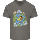 Climate Change Earth Destruction Nuclear War Mens V-Neck Cotton T-Shirt Charcoal