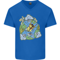 Climate Change Earth Destruction Nuclear War Mens V-Neck Cotton T-Shirt Royal Blue