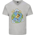 Climate Change Earth Destruction Nuclear War Mens V-Neck Cotton T-Shirt Sports Grey