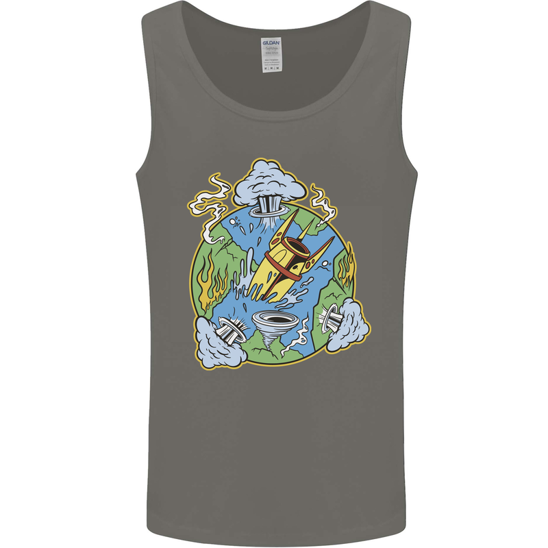 Climate Change Earth Destruction Nuclear War Mens Vest Tank Top Charcoal