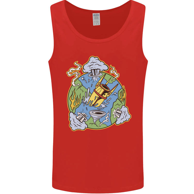 Climate Change Earth Destruction Nuclear War Mens Vest Tank Top Red