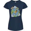 Climate Change Earth Destruction Nuclear War Womens Petite Cut T-Shirt Navy Blue