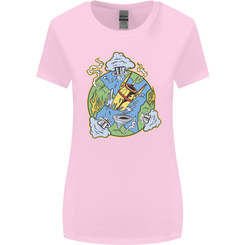 Climate Change Earth Destruction Nuclear War Womens Wider Cut T-Shirt Light Pink