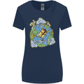 Climate Change Earth Destruction Nuclear War Womens Wider Cut T-Shirt Navy Blue