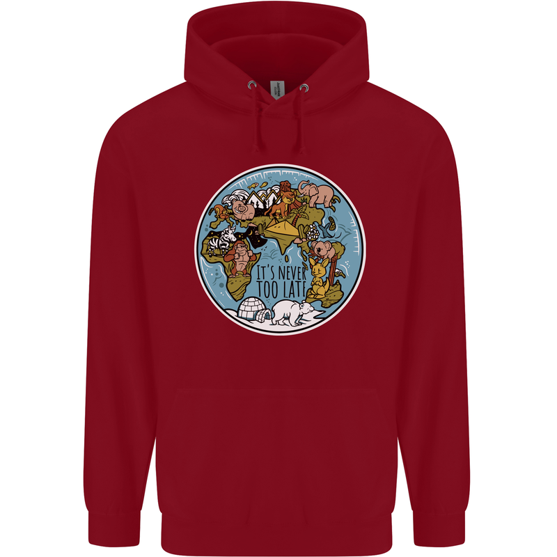 Climate Change It's Never Too Late Childrens Kids Hoodie Red
