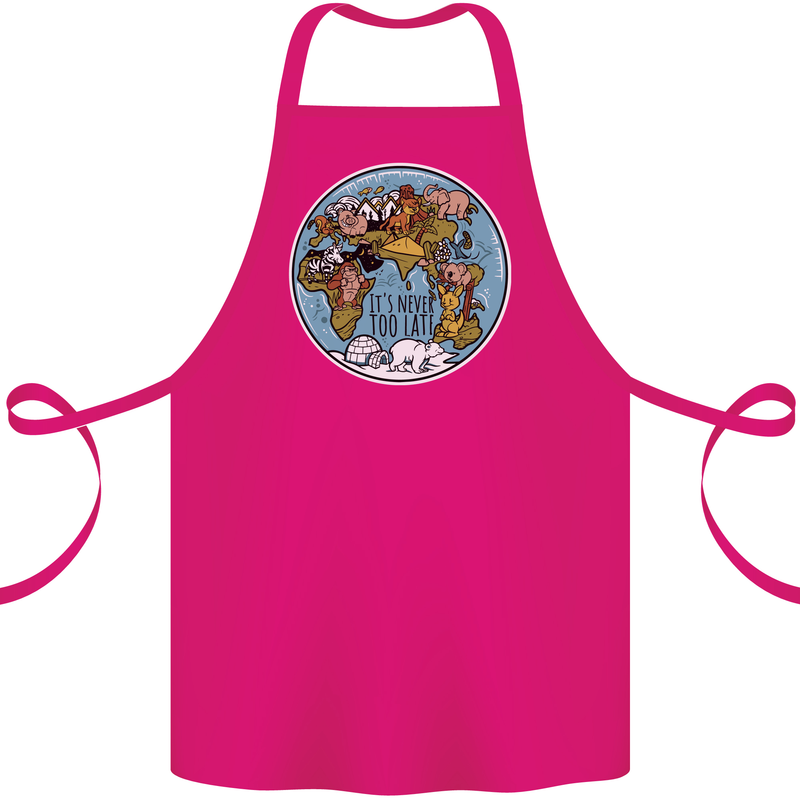 Climate Change It's Never Too Late Cotton Apron 100% Organic Pink