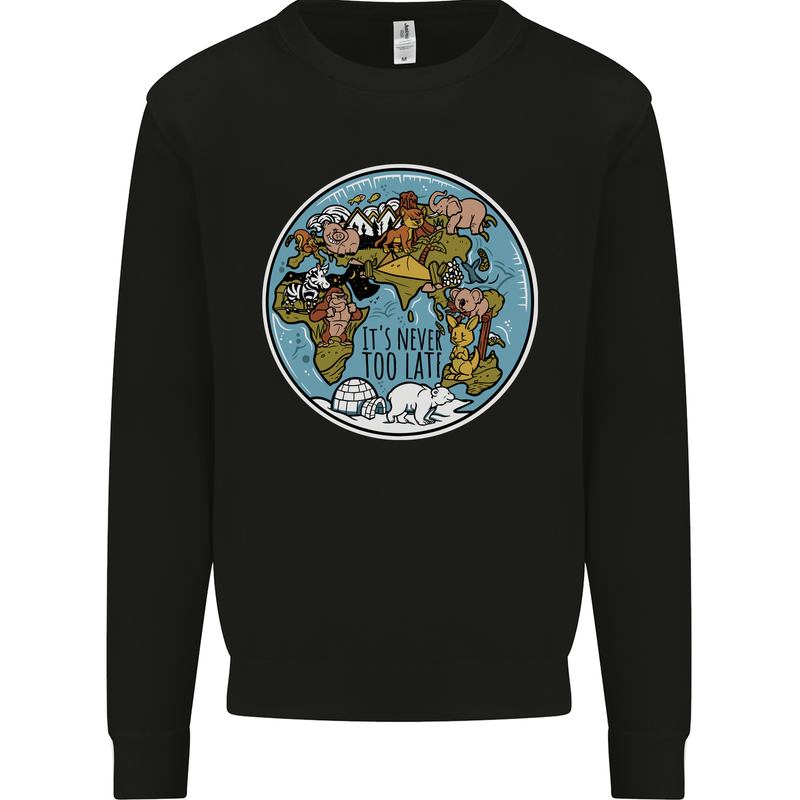 Climate Change It's Never Too Late Kids Sweatshirt Jumper Black