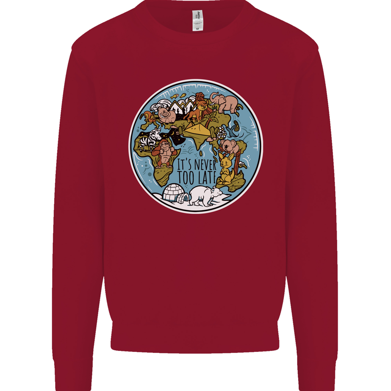 Climate Change It's Never Too Late Kids Sweatshirt Jumper Red