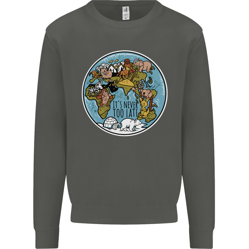 Climate Change It's Never Too Late Kids Sweatshirt Jumper Storm Grey