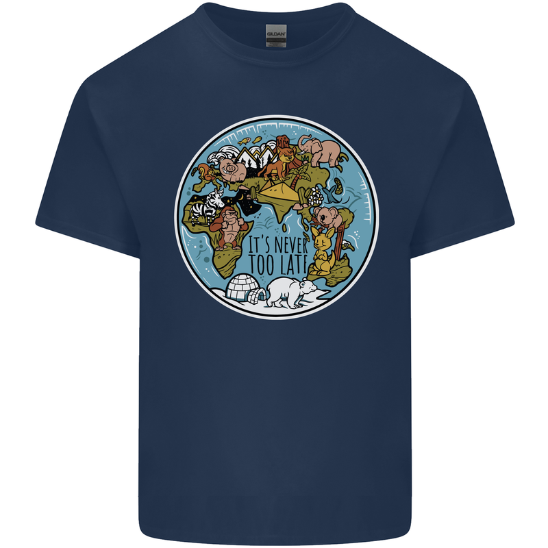 Climate Change It's Never Too Late Kids T-Shirt Childrens Navy Blue